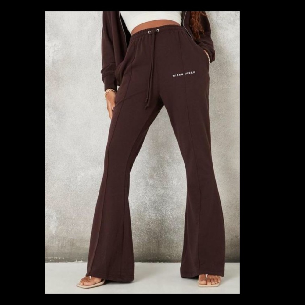 Missguided Wide Leg Joggers - Chocolate